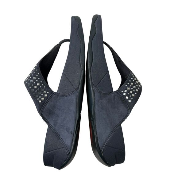 FitFlop Novy Suede Toe-Post Sandals Size 9 Blue Embellished Thong Wedge Comfort - Picture 6 of 8